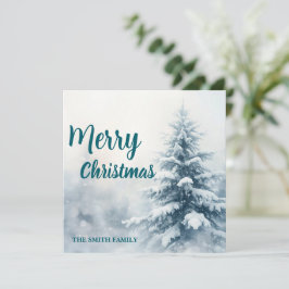 Elegant Christmas Xmas winter pine tree forest Hol Julkort