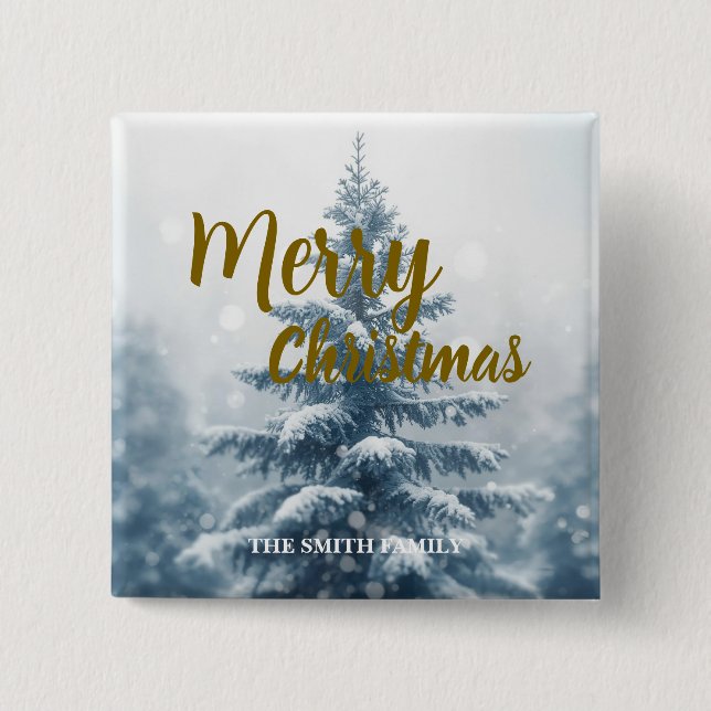 Elegant Christmas Xmas winter pine tree forest  Knapp (Framsida)