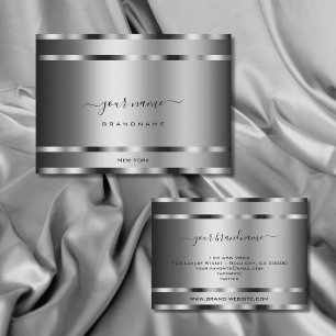 Elegant Chrome Effect Silver Färg Professionell Visitkort