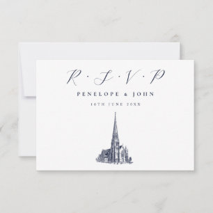 Elegant Church Illustration Religiösa Bröllop OSA Kort