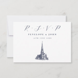 Elegant Church Illustration Religiösa Bröllop OSA Kort