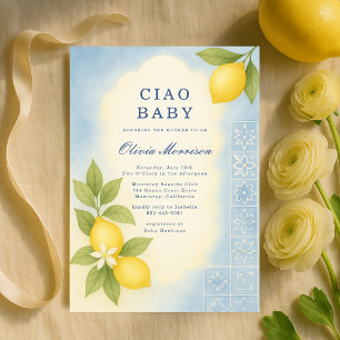 Elegant Ciao Baby Italiensk Baby Shower Inbjudningar