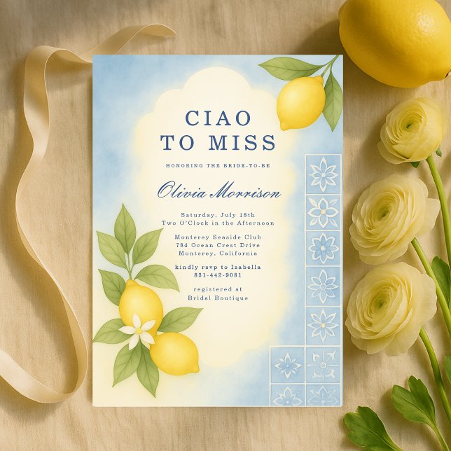 Elegant Ciao to Miss Italian Bridal Shower Inbjudningar (Skapare uppladdad)