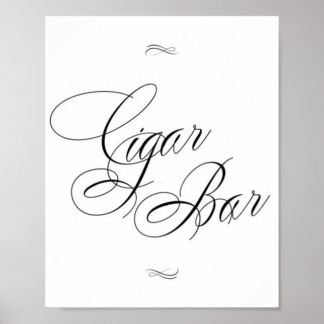 Elegant Cigar Pub Black Calligraphy | CHIC BORD Poster (Framsidan)