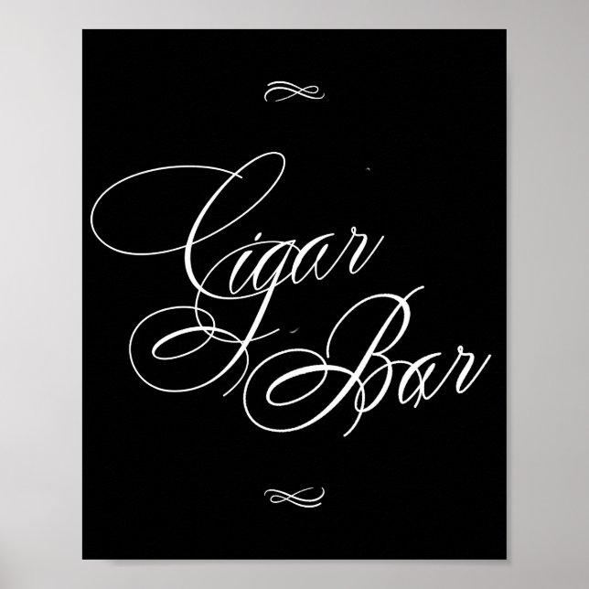 Elegant Cigar Pub White Calligraphy | CHIC BORD Poster (Framsidan)
