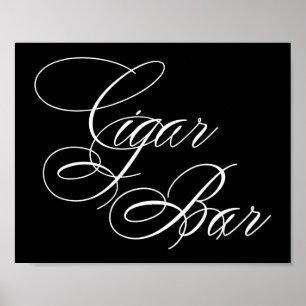 Elegant Cigar Pub White-skript VÅGRÄT BORD Poster