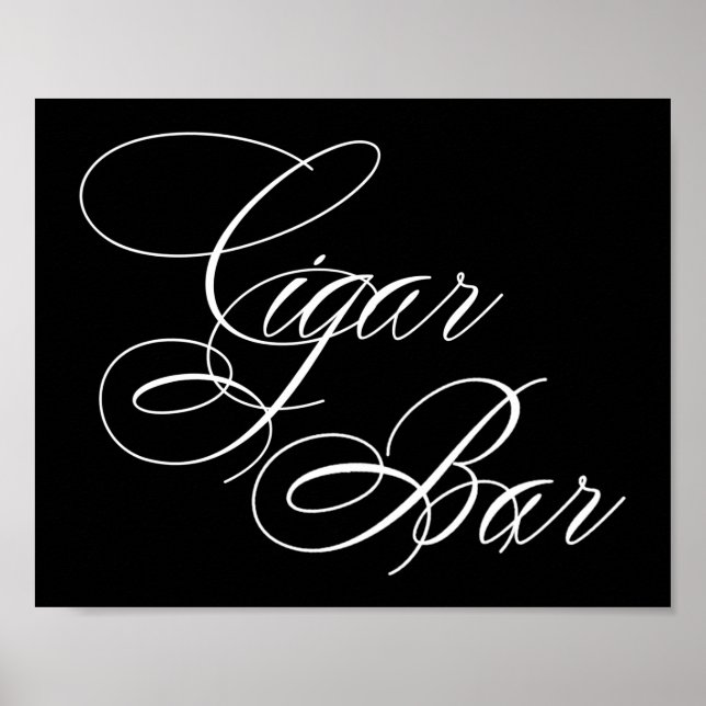 Elegant Cigar Pub White-skript | VÅGRÄT BORD Poster (Framsidan)