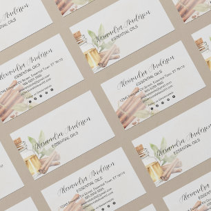 Elegant Cinnamon Essential Oils Blommigt Vattenfär Visitkort