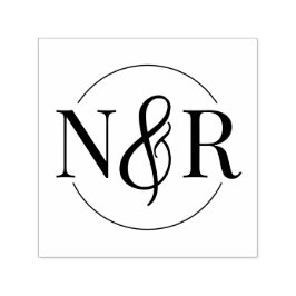 Elegant Circular Bröllop Monogram med Ampersand Självfärgande Stämpel