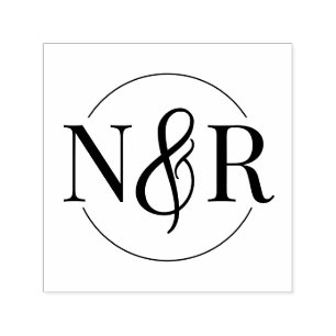 Elegant Circular Bröllop Monogram med Ampersand Självfärgande Stämpel