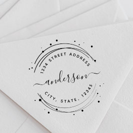 Elegant Circular Calligraphy Namn Returadress Självfärgande Stämpel