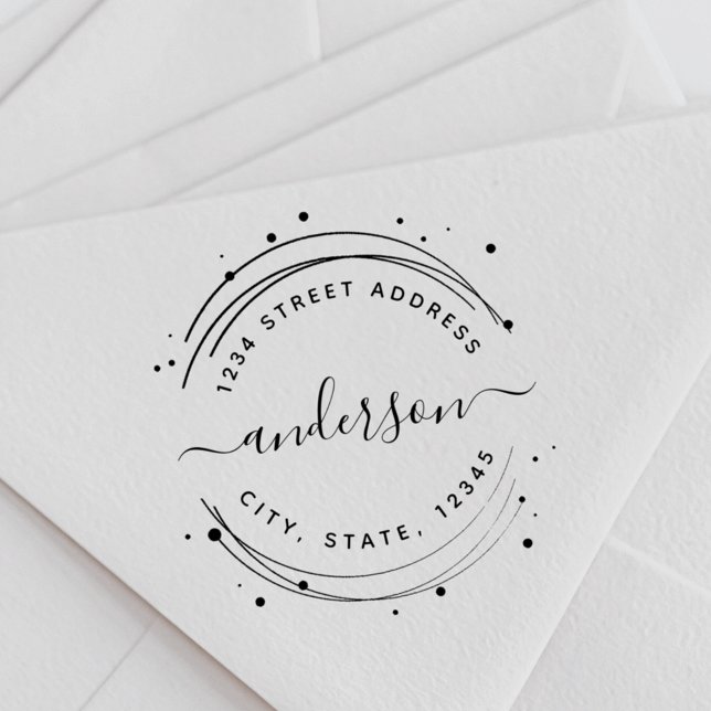 Elegant Circular Calligraphy Namn Returadress Självfärgande Stämpel (Skapare uppladdad)