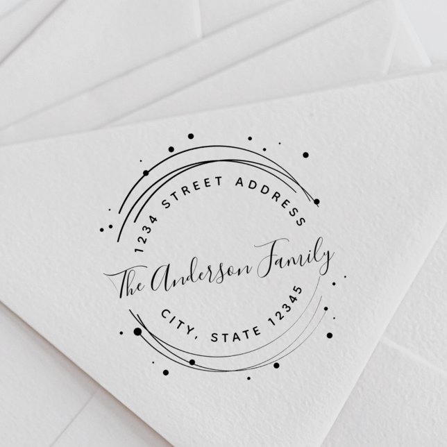 Elegant Circular Family Namn Returadress Självfärgande Stämpel (Skapare uppladdad)