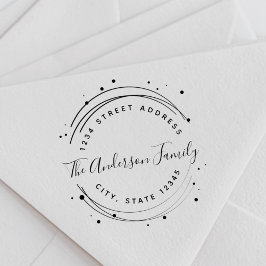 Elegant Circular Family Namn-Returadress Stämpel
