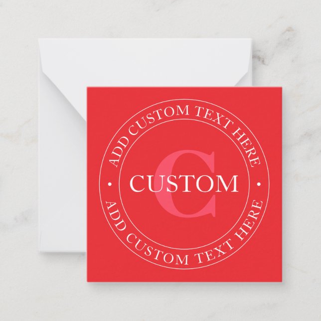 Elegant Circular Text Template Editable Red White Anteckningskort (Framsida)