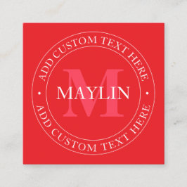 Elegant Circular Text Template Editable Red White Fyrkantigt Visitkort
