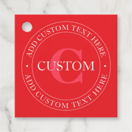 Elegant Circular Text Template Editable Red White Gåvor Etiketter