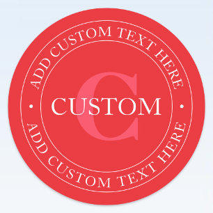 Elegant Circular Text Template Editable Red White Klistermärke