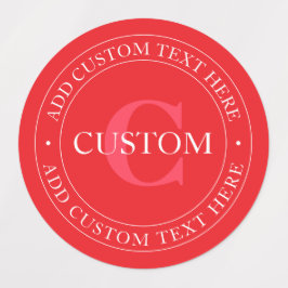 Elegant Circular Text Template Editable Red White Klistermärke
