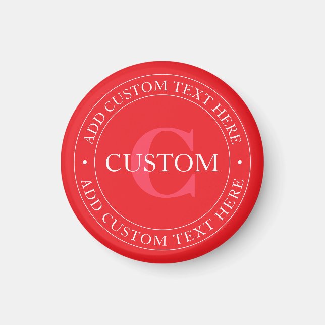 Elegant Circular Text Template Editable Red White Magnet (Framsidan)