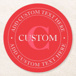 Elegant Circular Text Template Editable Red White Underlägg Papper Rund