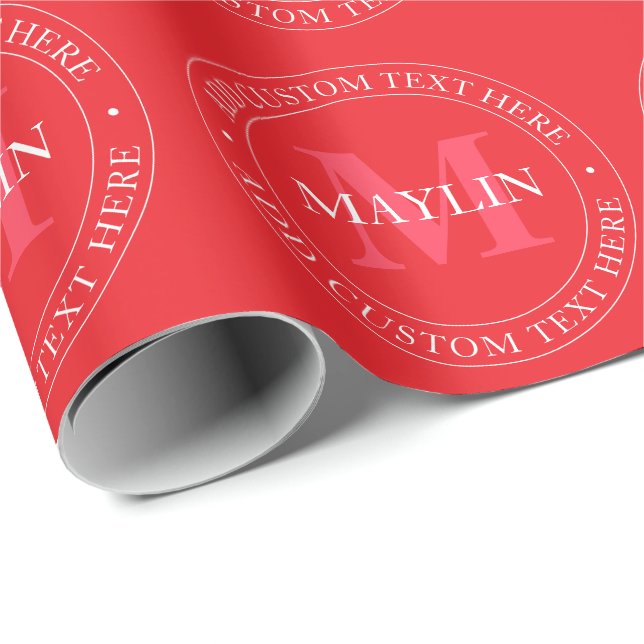 Elegant cirkulär textmall Redigerbar vit röd Presentpapper (Rullad Hörn)