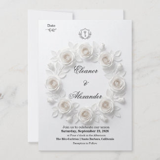 Elegant Cirkulär Vit Blommig Save the Date-kort Inbjudningar