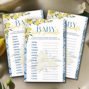 Elegant Citron Baby Shower Ordspelet Bokstavsordni