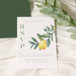 Elegant citron botanisk bröllops-RSVP-kort Tilläggskort