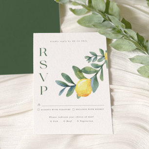 Elegant citron botanisk bröllops-RSVP-kort Tilläggskort