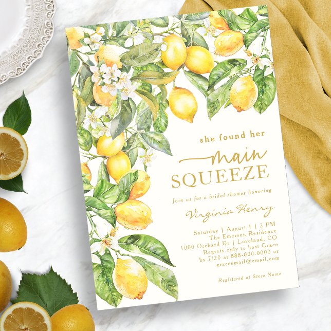 Elegant citron bröllopsdusch inbjudningar (Elegant Lemon Bridal Shower Invitation by Painted Paperie
)