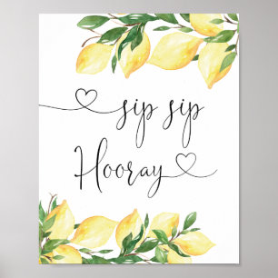 Elegant citron bröllopsdusch klipp klipp hurra sky poster