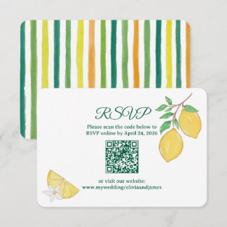 Elegant Citron Citrus Avrundad QR-kod Online Bröll OSA Kort