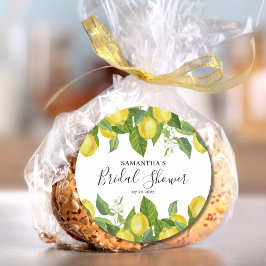 Elegant Citron Citrus Bröllopsdusch Runt Klistermärke