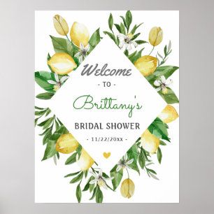 Elegant citron citrus bröllopsdusch välkomstskylt poster