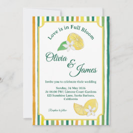 Elegant citron- och limeblommig bröllopsfest inbjudningar