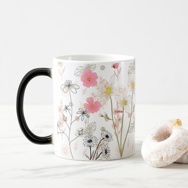 Elegant citron & vildblomma kaffemugge | Botanisk  Magisk Mugg (Med munk)
