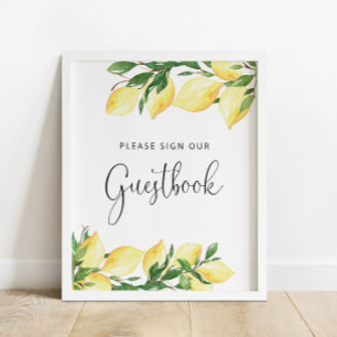 Elegant citronskylt gästbok poster