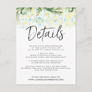 Elegant citronträdgård boho-gästens bröllopsdetalj tilläggskort