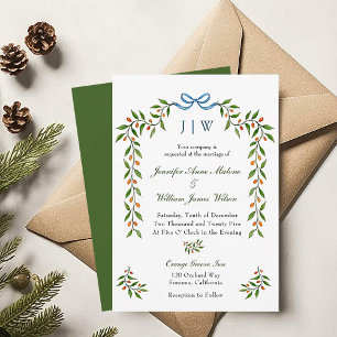 Elegant Citrus and grey Monogrammed Bröllop Inbjudningar
