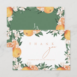 Elegant Citrus Apelsinblom Wedding Tacksamhetskort Tack Kort