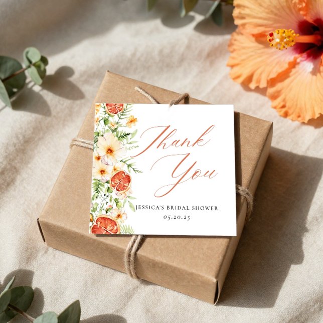 Elegant Citrus Blommig Bröllopsdusch Tack Gåvor Etiketter (Skapare uppladdad)