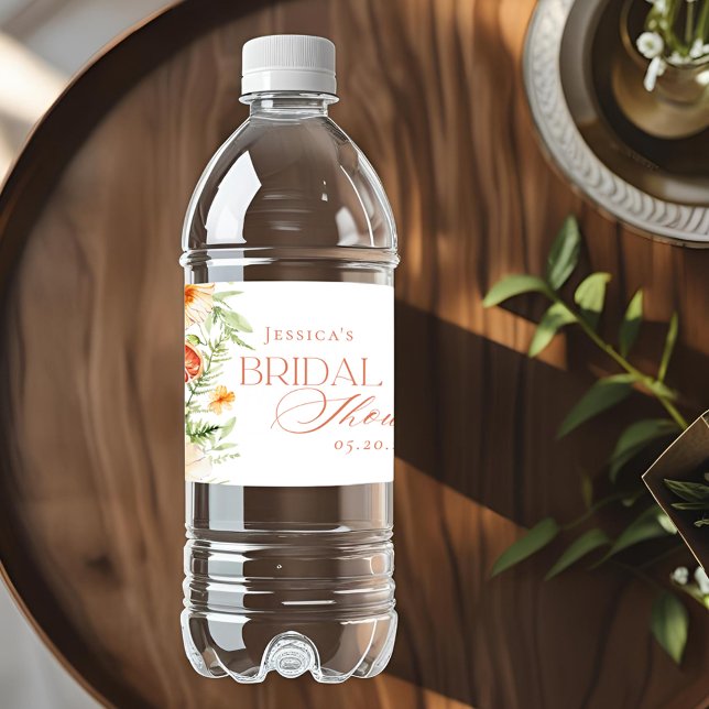 Elegant Citrus Blommig Bröllopsdusch Vattenflaskor Etikett (Skapare uppladdad)
