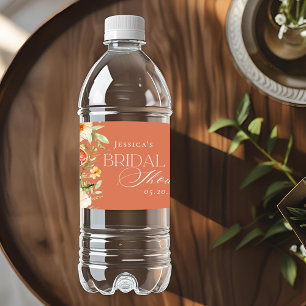 Elegant Citrus Blommig Bröllopsdusch Vattenflaskor Etikett