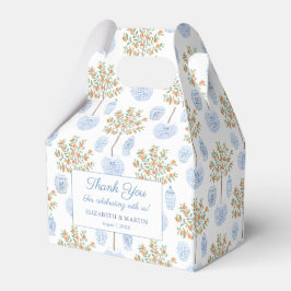 Elegant Citrus Blue White China Bröllop Tack Presentaskar