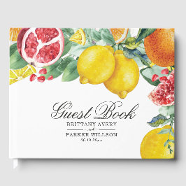 Elegant Citrus Botanical Bröllop Guest Bok