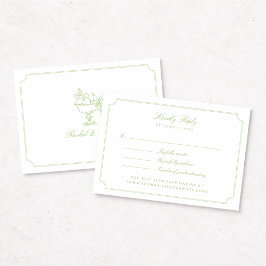 Elegant Citrus Green Double Frame Wedding RSVP Car OSA Kort