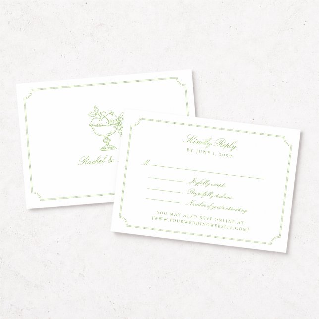 Elegant Citrus Green Double Frame Wedding RSVP Car OSA Kort (Skapare uppladdad)