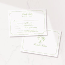 Elegant Citrus Grön Dubbel Ram Bröllop RSVP Biljet