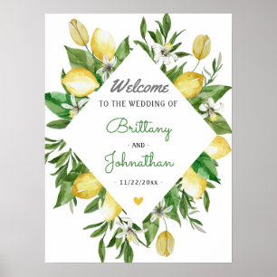 Elegant Citrus Italien Bröllop Välkomstskylt Poster